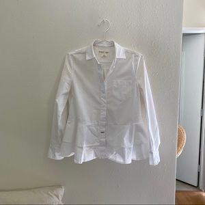 Kate Spade white ruffle collared shirt blouse~